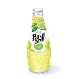 High-Fiber Manufacturer Whole sale 290ml VINUT Basil Seed Drink With Lemon & Mint Flavour ODM basil seed juice