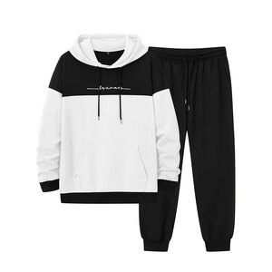 Nouvel Arrivage Survêtement Homme Hiver en Coton Respirant 100% avec Capuche en Polaire Évasée, Couleur Unie, Style Streetwear, Logo Frontal, Ensembles Tendance - Product Image 1