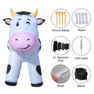 วัวเป่าลมขนาด 6 ฟุต สำหรับตกแต่งคริสต์มาส ของตกแต่งสัตว์เลี้ยงในฟาร์มขนาดใหญ่ สำหรับตกแต่งสวนกลางแจ้ง งานปาร์ตี้ วันหยุด - Product Image 6