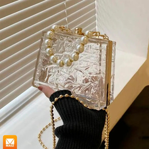 Elegant Women's <b>Handbag</b>, Shoulder Bag, Hand Bag, Crossbody Bag, Transparent, Plain <b>Gold</b> - Assorted Colors - Product Image 5