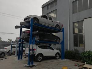 Elevador hidráulico de acero para almacenamiento de automóviles, apilador triple de 24 V con múltiples alturas de estacionamiento, diseño de elevador de estacionamiento de 4 postes, tipo hidráulico - Product Image 2