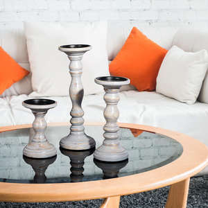 Lot de 3 porte-bougies chauffe-plat en bois rustiques pour la décoration intérieure pour les vacances de Noël et la pendaison de crémaillère, un cadeau réfléchi pour elle - Product Image 2