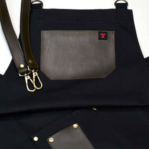 Tablier en denim noir foncé avec fonction anti-poussière - Product Image 6