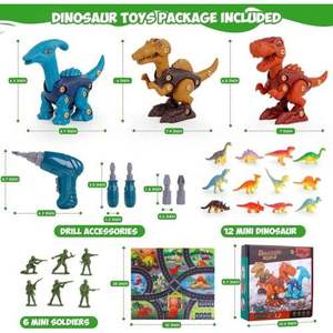 Nuovo Set di giocattoli dinosauro smontare giocattoli da costruzione con trapano elettrico e tappetino da gioco per macchine di apprendimento - Product Image 6