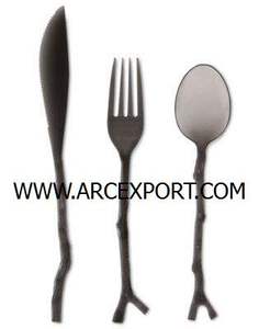 Juego de Cubiertos de Metal de Última Llegada con Diseño Martillado, Mango de Color Dorado, Acero Inoxidable, Juego de Cubiertos Pulidos Brillantes - Product Image 5