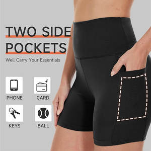 Short de yoga à taille haute et à séchage rapide pour femmes, personnalisé, modèle solide, teint en vêtement, Pilates, fitness-OEM/ODM disponible - Product Image 2