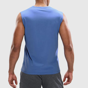 Chaleco deportivo para hombre, camiseta sin mangas de secado rápido con cuello redondo, camiseta sin mangas holgada abierta de Color sólido - Product Image 2