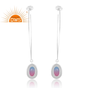 Meilleure vente Boucles d'oreilles créoles en argent sterling bio alexanderite doublet quartz fabricant de bijoux personnalisés - Product Image 4