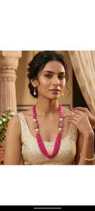 Brown <b>Square</b> Stone Necklace <b>Set</b> - Product Image 3