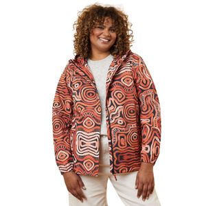 Nouvelle arrivée, veste blouson à capuche à imprimé géométrique, coupe-vent léger pour femmes, vêtements d'automne, fermeture éclair à manches longues - Product Image 1