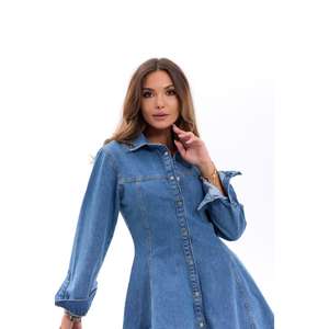 7487 Vestido Camisero de Mezclilla Azul de Estilo Simple - Product Image 2