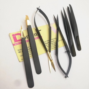 High Precision Black Stainless Steel <strong>Brow</strong> Tweezers Eyelash/Eyebrow Spring <strong>Scissor</strong> Coated with Black Plasma for Beauty <strong>Use</strong> - Product Image 1