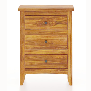 Elegant 3-<b>Drawer</b> Solid Wood Nightstand with Rich Light <b>Walnut</b> Finish for Classic & Modern Interiors for Apartments & Hospitals - Product Image 1