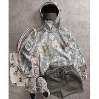Sweat à capuche camouflage unisexe épaules tombantes coupe ample à manches longues pull à capuche doux style vintage sweat pour un usage quotidien kaki