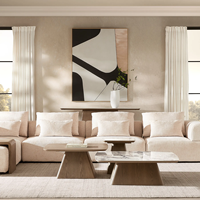 Großer Premium Massivholz Handgefertigter Moderner Couchtisch mit Marmor-Einlage Luxus Wohnzimmer Zuhause Hotel und Restaurant
