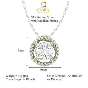 NOVAMART Fine Women's Girls' 925 Sterling Silver Rhodium Plated <b>Rope</b> Pendant <b>Chain</b> White Gold Rose Options Featuring Zircon Diam - Product Image 4