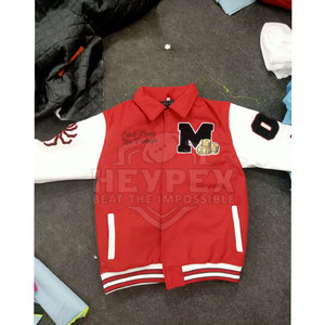 À la mode col montant université Streetwear Varsity veste manches en cuir respirant avec confort de la saison d'hiver - Product Image 1