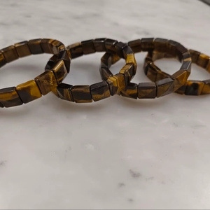 Pulsera de Ojo de Tigre Amarillo Clásico al por Mayor, con Cristales de Estrás, Perlas de Imitación, Microincrustaciones, Energía Curativa - Product Image 1