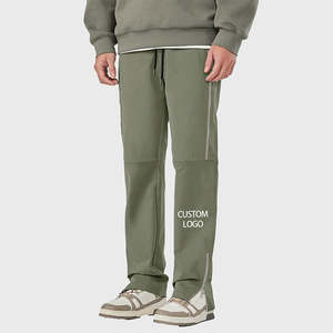 Pantalones de chándal acampanados informales con bordado personalizado OEM para hombre, pantalones de cintura alta de talla grande con cordón apilado - Product Image 6