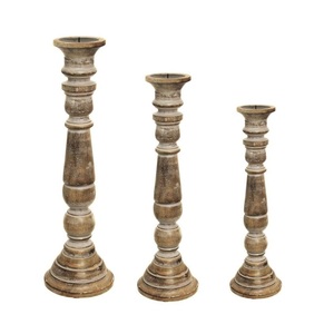 Portavelas de madera marrón para velas cónicas, decoración de manto para fiesta de boda de Navidad - Product Image 6