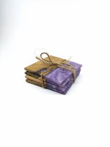 Vente en gros de sous-verres en résine et pierre de bois naturel fabriqués à la main, lot de 4 sous-verres modernes avec motif unique, - Product Image 5