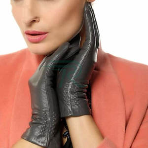 OEM Serviced High Quality Pure Sheepskin <b>Leather</b> Thermal Touch Screen Sports Cycling Fashion <b>Gloves</b> New Arrival Light Color Four - Product Image 2