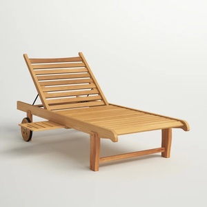 Chaise longue d'extérieur en bois de teck massif au design moderne Chaise longue de couleur naturelle Mobilier de jardin - Product Image 6