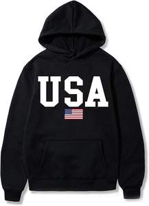 Sweat-shirt en laine de luxe haut de gamme, sweat-shirts personnalisés patriotiques pour hommes, imprimé drapeau américain, pull doux doublé de polaire avec poche - Product Image 4