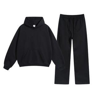 Venta a granel estilo americano personalizado peso pesado 430GSM algodón liso en blanco sudaderas con capucha y pantalones de chándal hombres chándal conjunto - Product Image 5