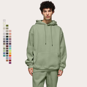 Vente en gros de sweats à capuche unisexes en molleton 100% coton 380g, coupe classique, impression numérique hiver, uni, 45 couleurs - Product Image 1