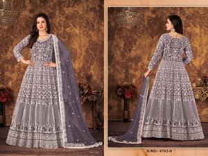 Filet papillon lourd avec broderie Codding Work Salwar Kameez Gown pour l'occasion de mariage du fournisseur indien - Product Image 2