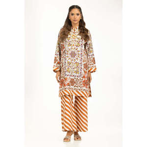 Conjunto de Dos Piezas Estilo Bohemio para Mujer, Color Beige, Estampado Cambric, por Encima de la Rodilla, para Primavera/Verano - Product Image 1