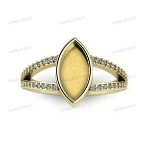 Solide 925 Sterling Silver 6x12mm Marquise Forme Blanc Lunette CZ Cocktail Anneau Cendres Résine Souvenir Lait Maternel DIY Bijoux Or - Product Image 4