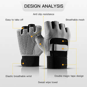 Guantes deportivos de microfibra de medio dedo para gimnasio, almohadilla de Palma transpirable a prueba de golpes, antideslizantes para Fitness, ciclismo, entrenamiento en casa al aire libre - Product Image 2