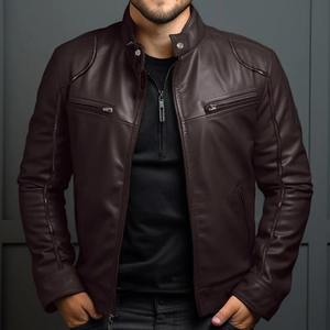 Nouveau automne et hiver couture conception veste en cuir de haute qualité américain rétro haute rue mode veste décontractée hommes - Product Image 6