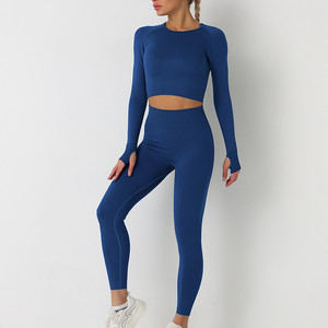 yoga set <b>women</b> Breathable Material <b>Plus</b> <b>Size</b> <b>Women</b> Yoga Hot Selling Spandex Polyester Made Sports <b>Women</b> Yoga Sets Long Sleeve - Product Image 3