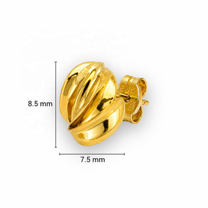 ต่างหูแบบติดหูทรงโดมลายริบบิ้นทองคำแท้ 14k 585 ยี่ห้อ JJBRAVO สำหรับผู้หญิง เครื่องประดับคุณภาพสูง ได้รับการประเมินจากผู้เชี่ยวชาญบุคคลที่สาม - Product Image 6