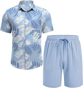 Conjuntos de Camisas Hawaianas Tropicales para Hombre, Primavera Verano, Camisas de Manga Corta Estampadas para Hombre, Conjuntos de Camisas Hawaianas - Product Image 1