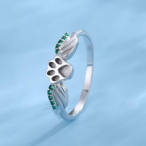 925 Sterling Silver Breastmilk Pawprint Ring Setting 10mm DIY Souvenir Bijoux Pet Memorial Ashes Ring Zircon Paw Bezel Ring - Product Image 5
