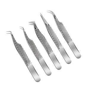 Pinzas de extensión de pestañas Juego de 4 piezas Pinzas de pestañas de precisión para extensiones de pestañas Acero, agarre de diamante, punta de fibra por H/N - Product Image 5