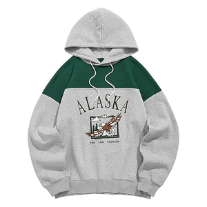 Sudadera con capucha con forro polar de dos tonos para hombre, sudadera térmica con bloque de Color gráfico bordado para invierno, técnica teñida lisa - Product Image 1