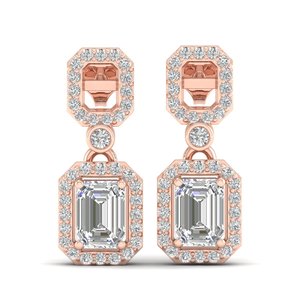 REYES Exquisitos Pendientes Colgantes de Oro Sólido de 14K con Moissanita de Corte Esmeralda de 2.69 Quilates para Mujer, Regalo de Boda de Lujo, Joyería Fina - Product Image 2