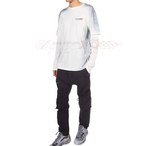 เสื้อยืดแขนสองชั้นลำลองสำหรับผู้ชาย, เสื้อยืดผ้าฝ้าย100% สไตล์สตรีทเสื้อยืดสองชั้นสำหรับผู้ชาย - Product Image 6