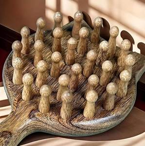 Professional Polished Durable Wooden <b>Massage</b> Comb Natural Wood Handmade Wide Tooth Hair Detangling <b>Scalp</b> - Product Image 2