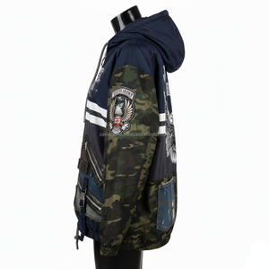 Chaqueta cortavientos de estilo callejero para mujer, tela de nailon 220 GSM, Panel multicolor con bordado de Calavera, chaqueta con logotipo personalizado para mujer - Product Image 3