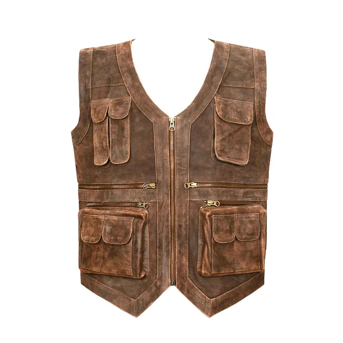 Nieuwe Modieuze Doos Zakken Bruine Kleur Buffalo Lederen Vest Aangepaste Ontwerp Vintage Bruin Lederen Vesten