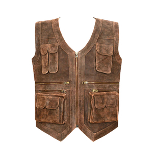 Chaleco de cuero de búhos de Color marrón con bolsillos, a la moda, diseño personalizado, Vintage, marrón - Product Image 1