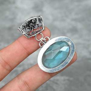 Colgante de Topacio Azul, Plata de Ley 925, Joyería Hecha a Mano, Collar con Piedra Preciosa, Regalo para Mujeres, Amigas y Familiares - Product Image 2