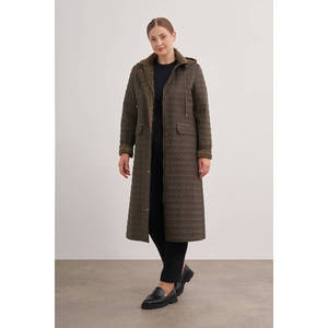 Veste d'hiver longue matelassée kaki coupe-vent - Product Image 4