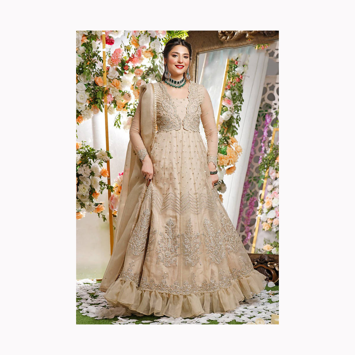 Elegant 3-Piece Katan Silk Lehenga Dress for Women  Perfect for Eid Wear &  Bridal Celebrations, Long Length Design